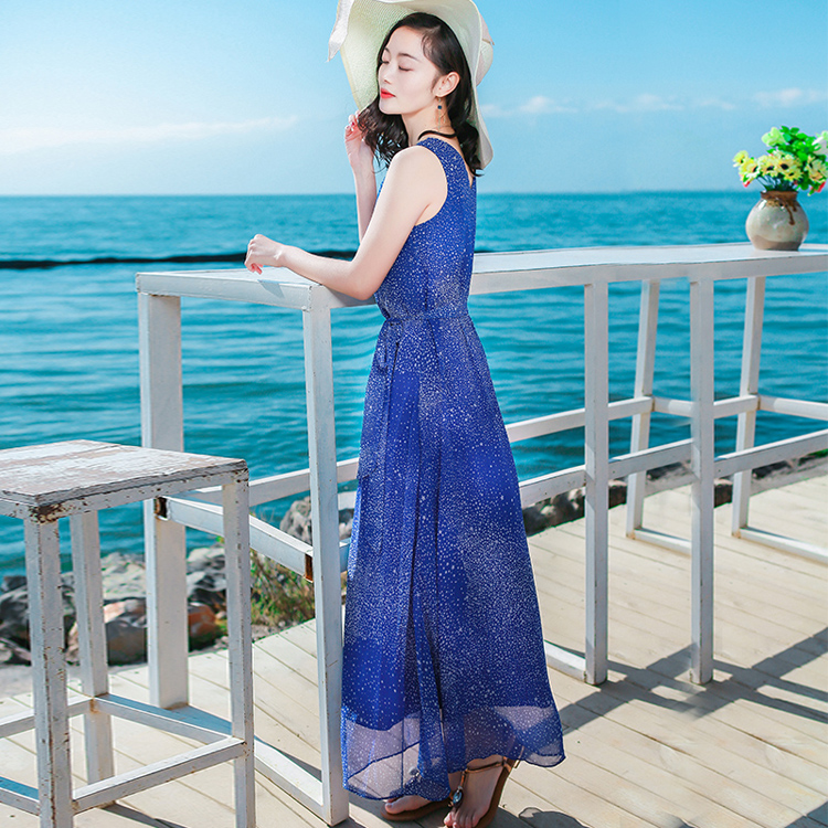 [带图]2025春装新款雪纺连衣裙法式修身显瘦气质长裙三亚海边度假沙滩裙