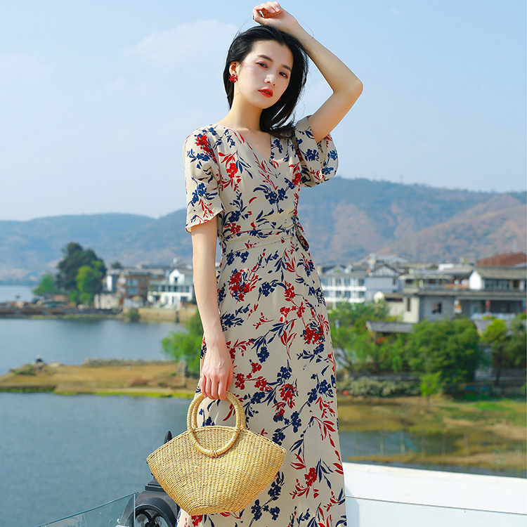 2025春季新款雪纺碎花连衣裙韩版显瘦气质长裙仙女超仙法式裙子